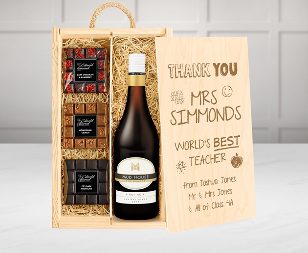 Gifts For Teachers Personalised Chocolate Tasting Experience With Red Wine